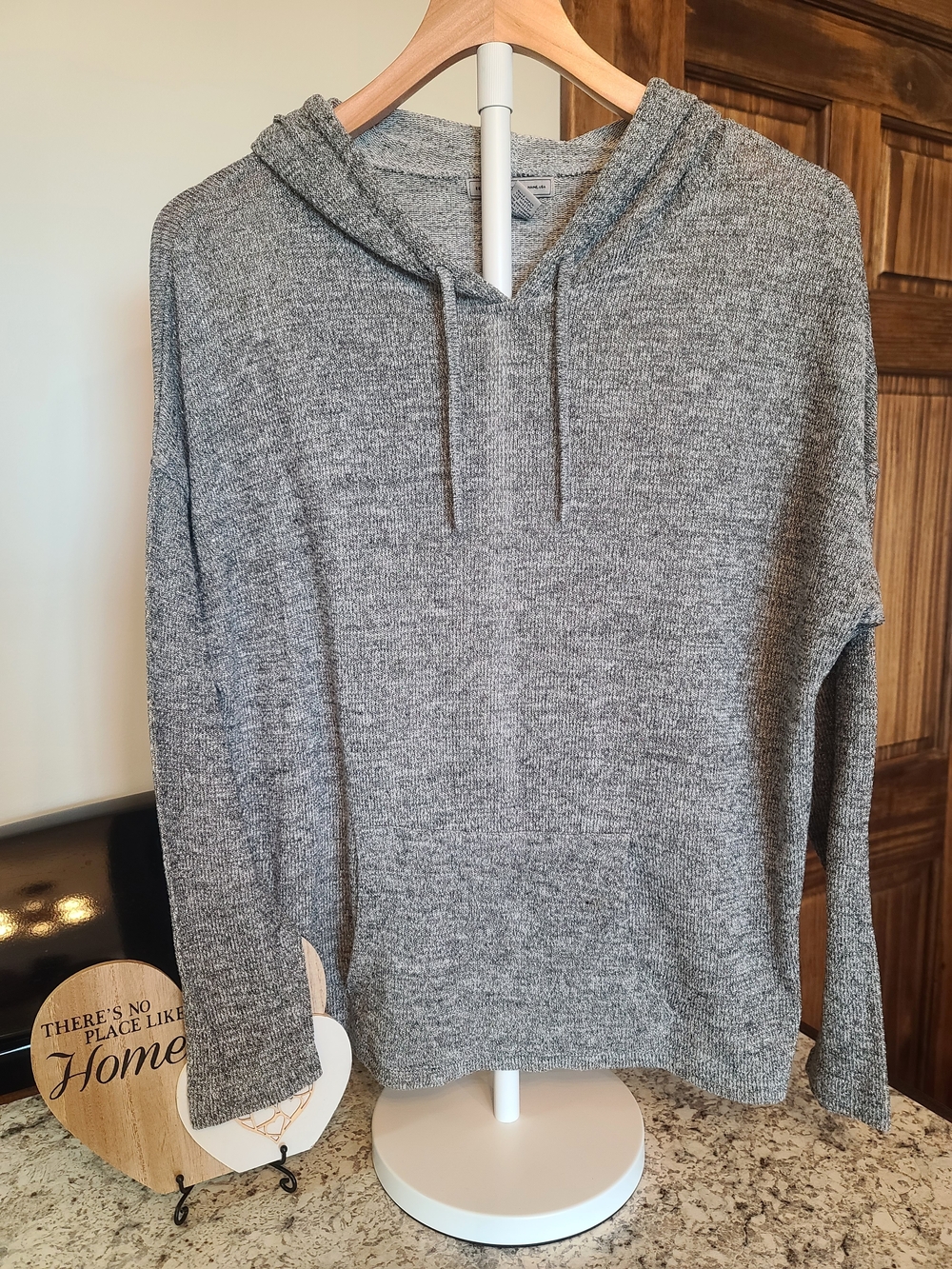 Bass Silver Marled Knit Pullover Hoodie
